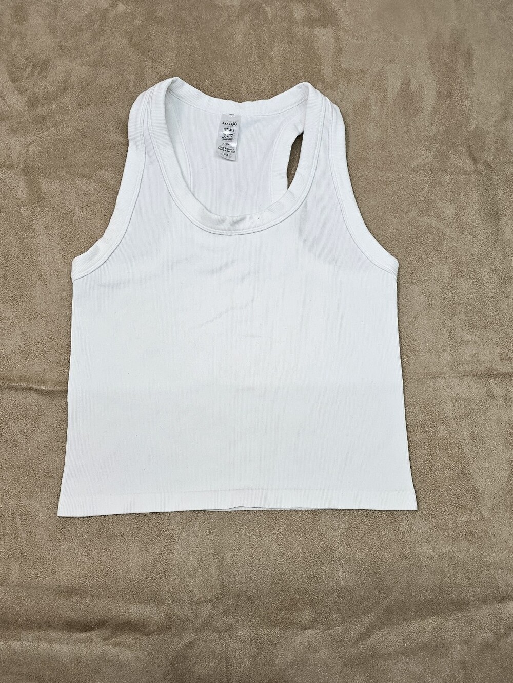 Reflex White 92% Nylon Seamless Ribbed Racerback Tanktop